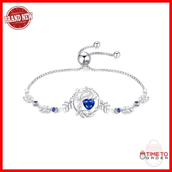 Sterling Silver Tree of Life Birthstone Bracelet Adjustable Lobster Clasp